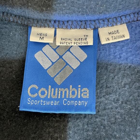 Vintage Columbia Blue Buffalo Plaid Full Zip Fleece Jacket Mens Size Medium - Picture 5 of 5